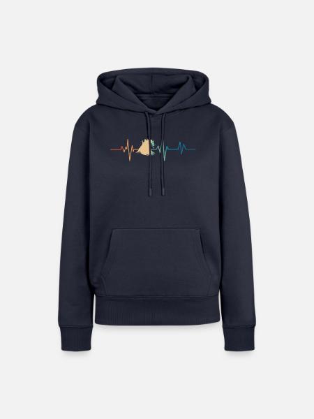 Retro Wave Surfer Herzschlag - Frauen Premium Bio Hoodie - Navy