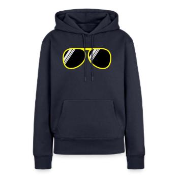 brille - Frauen Premium Bio Hoodie - Navy - Vorne - Julia (174cm)