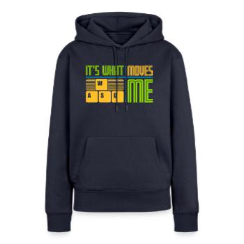 c’est ce qui m’émeut - Sweat à capuche Premium bio Femme - bleu marine - Devant - Julia (174cm)
