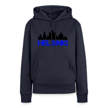 Helsinki - Sweat à capuche Premium bio Femme - bleu marine - Devant - Julia (174cm)