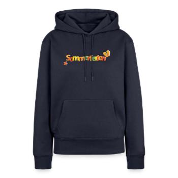 Sommerferien - Frauen Premium Bio Hoodie - Navy - Vorne - Julia (174cm)