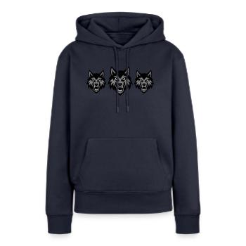 Wolf Kopf Gruppe Rudel - Frauen Premium Bio Hoodie - Navy - Vorne - Julia (174cm)