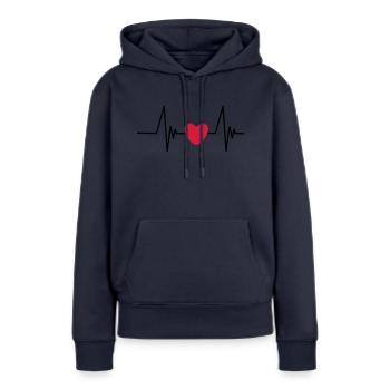 Coeur Puls fréquence Fréquence Cardiaque Fréquence cardiaque Clipart - Sweat à capuche Premium bio Femme - bleu marine - Devant - Julia (174cm)