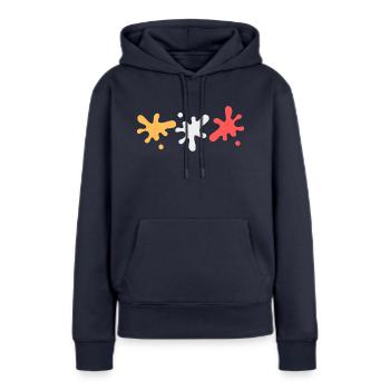Taches de couleur dans les couleurs lesbiennes Pride - Sweat à capuche Premium bio Femme - bleu marine - Devant - Julia (174cm)