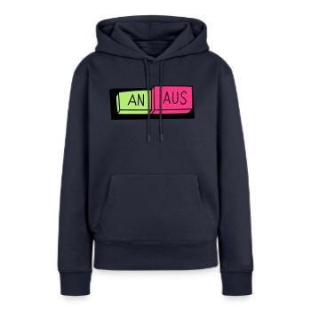 An / Aus Schalter - Frauen Premium Bio Hoodie - Navy - Vorne - Julia (174cm)