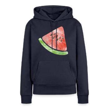 Melon - Sweat à capuche Premium bio Femme - bleu marine - Devant - Julia (174cm)