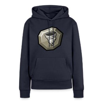 Element: Wind - Frauen Premium Bio Hoodie - Navy - Vorne - Julia (174cm)