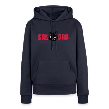 Wilder Kater Cat Dad - Frauen Premium Bio Hoodie - Navy - Vorne - Julia (174cm)