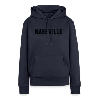 Nashville - Frauen Premium Bio Hoodie - Navy - Vorne - Julia (174cm)