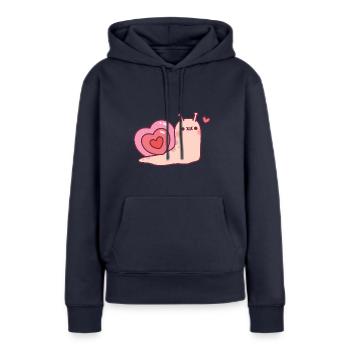 Escargot mignon avec une coquille en forme de coeur - Sweat à capuche Premium bio Femme - bleu marine - Devant - Julia (174cm)