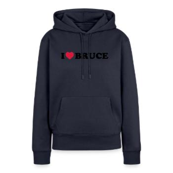 I love bruce - Frauen Premium Bio Hoodie - Navy - Vorne - Julia (174cm)
