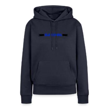 old school - Frauen Premium Bio Hoodie - Navy - Vorne - Julia (174cm)