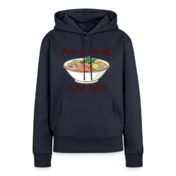 Drôle Pho Soupe de nouilles vietnamienne Pho - Sweat à capuche Premium bio Femme - bleu marine - Devant - Julia (174cm)
