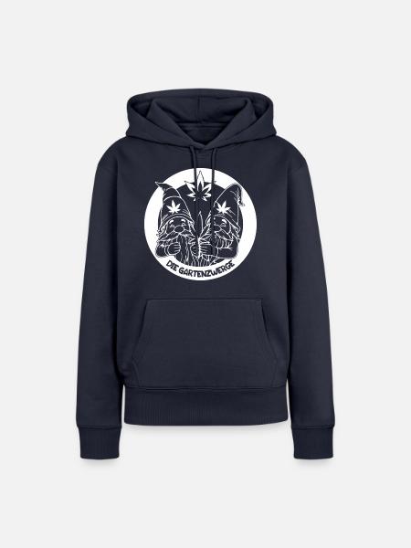 Kiffer Gartenzwerge mit Hanfblatt - Frauen Premium Bio Hoodie - Navy
