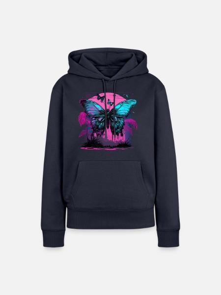 Nostalgische Transformation des Schmetterlings - Frauen Premium Bio Hoodie - Navy