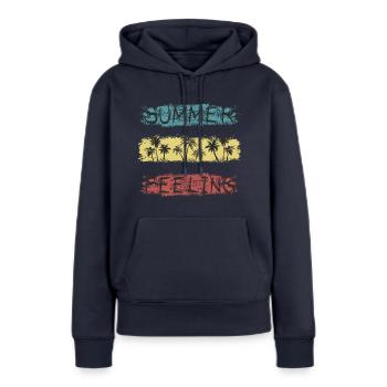 Sensation estivale - Sweat à capuche Premium bio Femme - bleu marine - Devant - Julia (174cm)