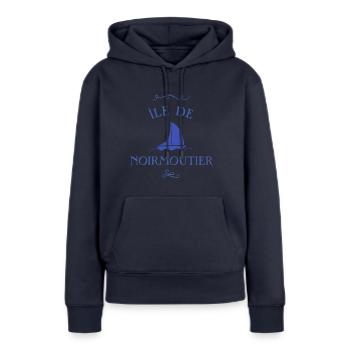 ile de noirmoutier bateau - Sweat à capuche Premium bio Femme - bleu marine - Devant - Julia (174cm)