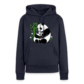 Tendresse de Panda - Sweat à capuche Premium bio Femme - bleu marine - Devant - Julia (174cm)