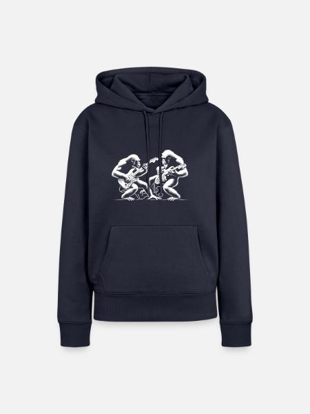Gitarren-Groove Gorillas - Frauen Premium Bio Hoodie - Navy