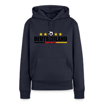 Fußball Deutschland Deutsche Flagge - Frauen Premium Bio Hoodie - Navy - Vorne - Julia (174cm)