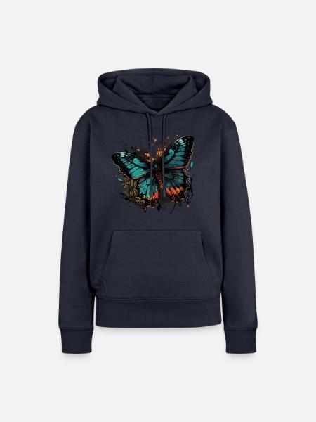 Schmetterlings-Verwandlung - Frauen Premium Bio Hoodie - Navy