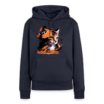 kleines Kätzchen, Katze getigert - Frauen Premium Bio Hoodie - Navy - Vorne - Julia (174cm)