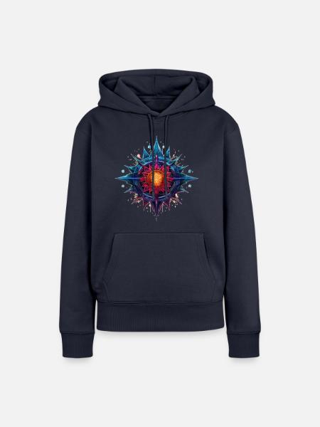 Bunte Blume oder Stern - Frauen Premium Bio Hoodie - Navy