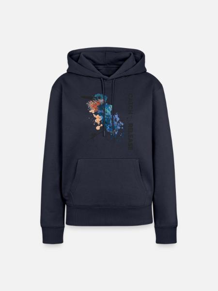 Catch and Release - Karpfenangeln - Frauen Premium Bio Hoodie - Navy
