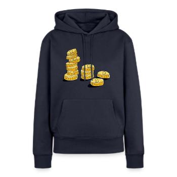 pièces - Sweat à capuche Premium bio Femme - bleu marine - Devant - Julia (174cm)