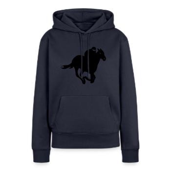Jockey - Course de chevaux - Sweat à capuche Premium bio Femme - bleu marine - Devant - Julia (174cm)