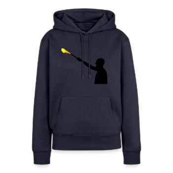 Fan Hooligan - Frauen Premium Bio Hoodie - Navy - Vorne - Julia (174cm)
