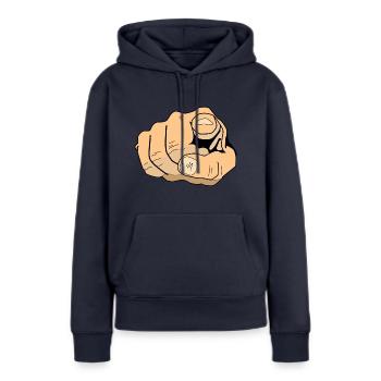 index - Sweat à capuche Premium bio Femme - bleu marine - Devant - Julia (174cm)
