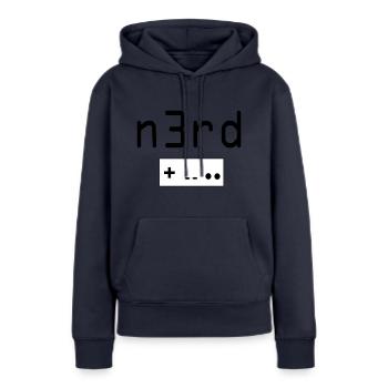 Nerd - Sweat à capuche Premium bio Femme - bleu marine - Devant - Julia (174cm)