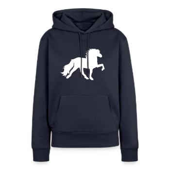 Tölter weiß - Frauen Premium Bio Hoodie - Navy - Vorne - Julia (174cm)