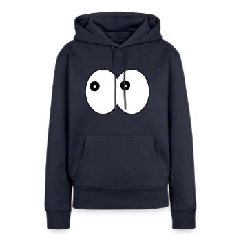 Lustige Augen- Comic Kulleraugen links schauend - Frauen Premium Bio Hoodie - Navy - Vorne - Julia (174cm)
