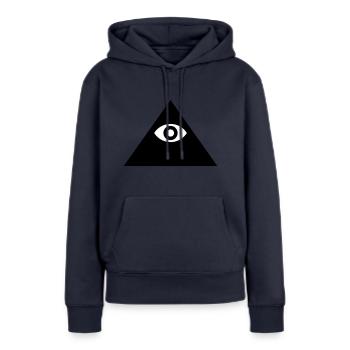 Illuminati - Sweat à capuche Premium bio Femme - bleu marine - Devant - Julia (174cm)