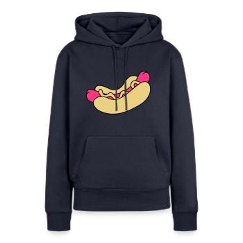Hot Dog - Frauen Premium Bio Hoodie - Navy - Vorne - Julia (174cm)