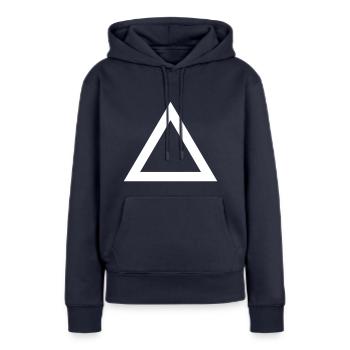 triangle - Sweat à capuche Premium bio Femme - bleu marine - Devant - Julia (174cm)