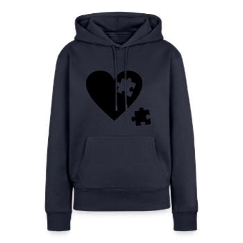 Herz Puzzle - Frauen Premium Bio Hoodie - Navy - Vorne - Julia (174cm)