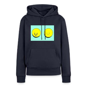 zitrone piercing tuerkis - Frauen Premium Bio Hoodie - Navy - Vorne - Julia (174cm)