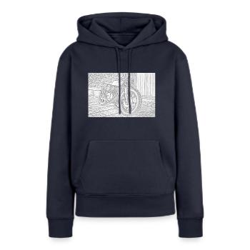 croquis moto - Sweat à capuche Premium bio Femme - bleu marine - Devant - Julia (174cm)