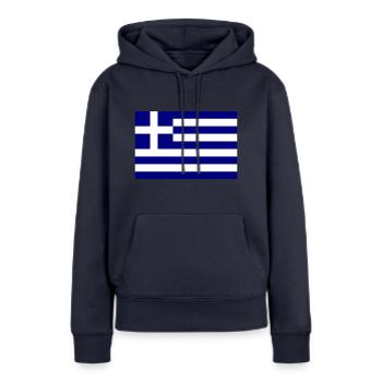 Drapeau de la Grèce - Sweat à capuche Premium bio Femme - bleu marine - Devant - Julia (174cm)