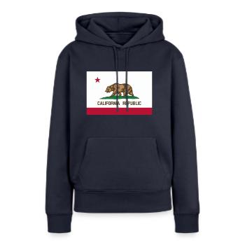 Californie - Sweat à capuche Premium bio Femme - bleu marine - Devant - Julia (174cm)
