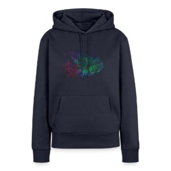Fumée colorée - Sweat à capuche Premium bio Femme - bleu marine - Devant - Julia (174cm)
