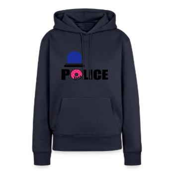 police d - Sweat à capuche Premium bio Femme - bleu marine - Devant - Julia (174cm)