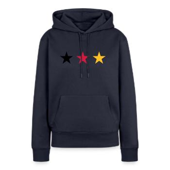 Drei Sterne Deutschlandfahne - Frauen Premium Bio Hoodie - Navy - Vorne - Julia (174cm)