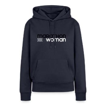 Marathon Woman - Anpassbare - Frauen Premium Bio Hoodie - Navy - Vorne - Julia (174cm)