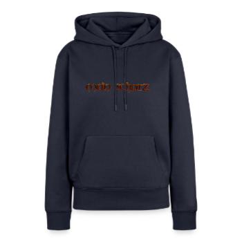 mon trésor - Sweat à capuche Premium bio Femme - bleu marine - Devant - Julia (174cm)