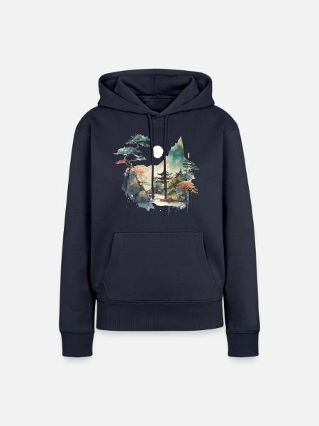 Tempellandschaft - Frauen Premium Bio Hoodie - Navy