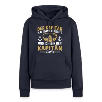 der kapitän - Frauen Premium Bio Hoodie - Navy - Vorne - Julia (174cm)